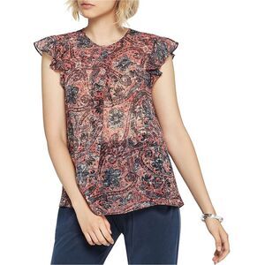 BCBG Womens Crossover Pleat Pullover Blouse, Red, NWT